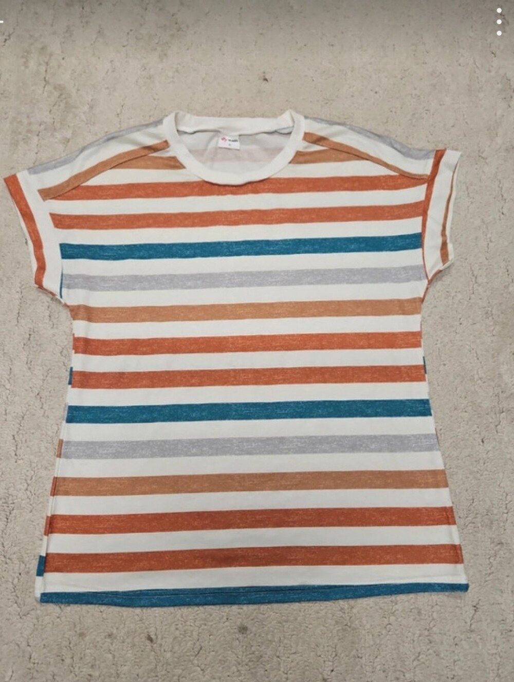 Wiholl Striped Short Sleeve T-Shirt Boho Casual Top Earthtones Size S
